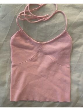 La Hearts Baby Pink Halter Knit Cami